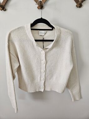 NWT Freshman 1996 Cream Button-Front Women’s Cropped Cardigan
